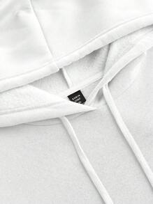 SHEIN LUNE Áo nỉ trùm đầu tay bồng màu trơn cỡ lớn thường ngày, dành cho quần áo mùa thu đông - trắng - Xem 10