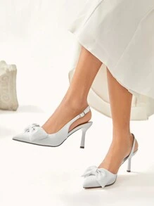 CUCCOO CHICEST 尖头蝴蝶结性感时尚高跟鞋女式秋季 - 白色 - 查看 6