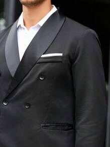 Manfinity Mode Conjunto de camisa de manga larga de un solo color con botones y pantalones casuales para hombres