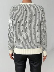Chiquease Women Casual Everyday Boat Pattern Crew Neck Sweater, Autumn/Winter