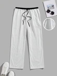 Manfinity VCAY Men's Casual Loose Fit Woven Pants With Elastic Waist And Straight Legs - Apricot - View 1