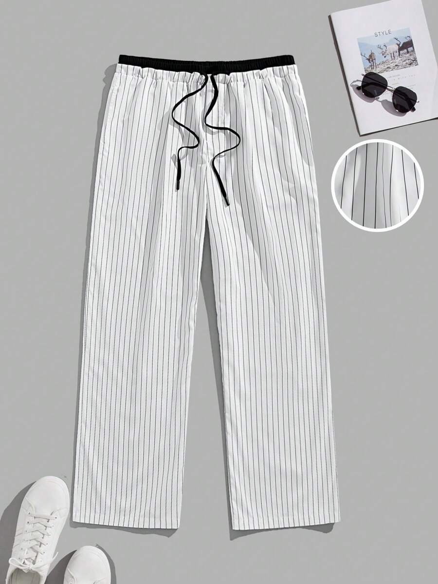 Manfinity VCAY Men's Casual Loose Fit Woven Pants With Elastic Waist And Straight Legs - Apricot - View 1