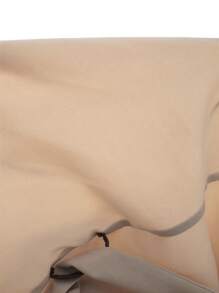 Heiryn Women's Solid Color Splice Front Button Long Sleeve Stand Collar Casual Trench Coat - Apricot - View 6