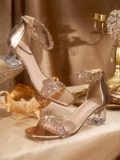 CUCCOO TILAWA Sandalias de tacón alto de mujer decoradas con cristal y rhinestones de cristal, adecuadas para eventos al aire libre y fiestas, Año Nuevo y San Valentín