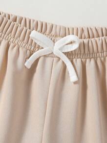 SHEIN Playful Pals 男童 5 件套休闲纯色松紧腰罗纹下摆运动裤 - 彩色 - 查看 5