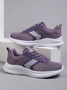 1 Đôi giày thể thao ngoài trời thường ngày cho thanh thiếu niên, mặt trên bằng lưới thoáng khí, nhẹ, đế cao su chống trượt, giày thể thao bền, mềm mại và thoải mái, thiết kế thời trang cho bé trai và bé gái - Màu tím - Xem 12