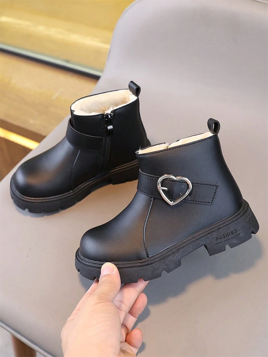 New Round Toe Children's Boots, Casual Retro Flat Bottom Girls' Short Boots, Non-Slip Wear-Resistant Big Kids' Shoes, Girls' Students' Punk Boots