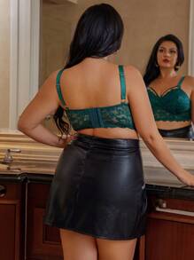 Plus Size Comfortable & Breathable Supportive Push-Up Bra, Lingerie - Dark Green - View 2