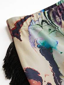 Flirla 大码喇叭裤，全身印花和流苏装饰，休闲 - 彩色 - 查看 4