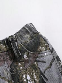 SHEIN Baby Boy Branch Print Pocket Casual Jeans - Multicolor - View 5