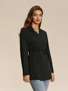 Almamuse 1 pièce Top à manches longues pour femmes avec attache croisée à la taille, design élégant