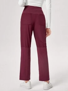 TaskEZ 纯色宽腰带双口袋磨砂制服下装