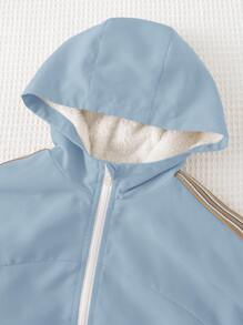 Cozy Pixies 男婴撞色带休闲连帽夹克 - 藍白色 - 查看 6