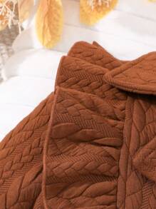 Baby Girl Casual Front Button Ruffle Trim Jacket, Autumn - Brown - View 5