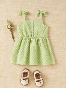 SHEIN Baby Girl Bow Shoulder Cami Dress - Mint Green - View 2