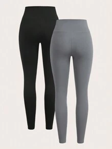 SHEIN EZwear Bộ trang phục thể thao 4 món cho nữ áo khoác khóa kéo tối giản màu trơn và quần legging bó - Nhiều màu - Xem 3