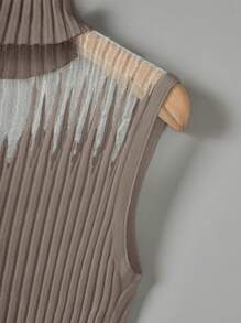 Franclia Women Ribbed Sleeveless Fitted Knit Top, Autumn - Camel - View 6