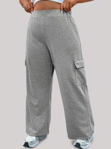 SHEIN LUNE Quần dài thường ngày màu trơn cỡ lớn cho nữ, mặc hàng ngày mùa thu/đông - Nhiều màu - Xem 6