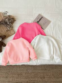 SHEIN ModeFlare Wear 3pcs/Set Cute Animal Print (Rabbit, Giraffe, Zebra) Baby Girl Casual Thickened Long Sleeve Sweatshirt, Suitable For Autumn/Winter - Multicolor - View 2