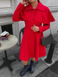 Calvaya Women's Solid Color Lapel Front Button Elegant Long Sleeve Overcoat Thermal