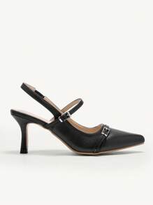 CUCCOO BIZCHIC Zapatos de tacón alto de dedo del pie puntiagudo elegantes y versátiles para mujer - Negro - Ver 3