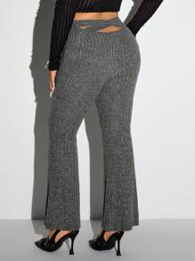 SHEIN ICON Leggings casual con vita arricciata e incrocio sulla schiena, per taglie comode per donna - nero - Visualizzare 1