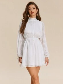 SHEIN Unity Vacation Style Backless Tie Up Strap Dress Fall Cloth For Women - White - View 6