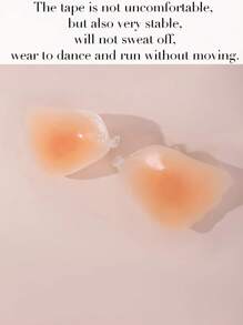 1pair Skin-Tone Feather Shaped Silicone Reusable Pasties, Upgraded Adhesive Silicone Material, Suitable For Women Dresses, Bridal Gowns And Summer Outings, Invisible Cleavage Boosting Nipple Covers - Apricot - View 4