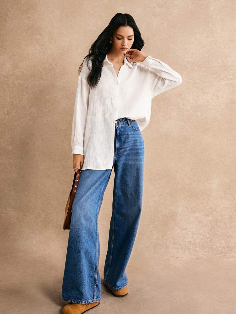 Drop Shoulder Solid Longline Shirt Summer Tops Vacation Clothes