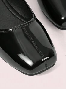 CUCCOO DOLLMOD Giày đế bằng da PU màu đen mũi vuông cho nữ, kiểu dáng tối giản, thoải mái, buộc dây, phù hợp cho các dịp hàng ngày và tiệc tùng - màu đen - Xem 7