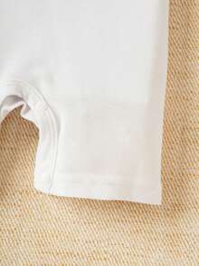 SHEIN Bộ đồ liền thân tay ngắn cổ polo in họa tiết kẻ caro thường ngày cho bé trai - trắng - Xem 7