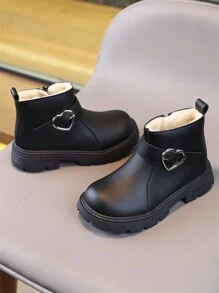 New Round Toe Children's Boots, Casual Retro Flat Bottom Girls' Short Boots, Non-Slip Wear-Resistant Big Kids' Shoes, Girls' Students' Punk Boots