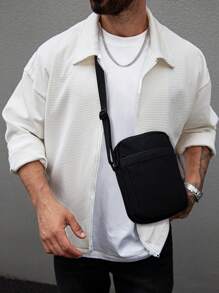 Manfinity CasualMax Chaqueta casual de talla grande para hombres, de unicolor, con cremallera delantera y manga larga