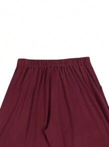 Claim Dot 男式宽松斜口袋阔腿灯芯绒裤，无腰带，秋冬适用 - 酒紅色 - 查看 6