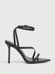 CUCCOO SZL Pointed Toe Stiletto High Heel Fashion Sexy Mesh Strappy Ladies Black Party Sandals