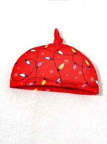 SHEIN 3 件套男婴可爱狮子印花长袖衬衫、裤子和帽子家居服，适合圣诞节 - 紅色 - 查看 5