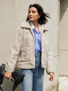 Aveloria Women's Casual Chic Commuting Turndown Collar Pile Jacket, Autumn/Winter