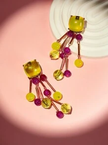 SHEIN BAE 1pair Women Vintage Tassel Drop Earrings, Suitable For Important Occasions