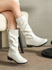 Botas blancas para niños, zapatos de invierno para niñas, botas para niños con cremallera lateral - Blanco - Ver 6