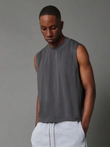 SUMWON Sleeveless Crew Neck Tank Top Comfortable Daily Wear Athletic Muscle Shirt Casual Summer Workout Top Versatile Basic Essential Workout Gym Top For Men - Dark Grey - View 1