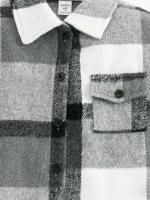 SHEIN Young Boy 1pc Casual American Style Street Chic Fashion Revere Collar Distressed Plaid Thick Front Pockets Regular Cardigan Jacket - Multicolor - View 6