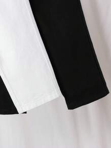 SHEIN Playful Pals 2pcs Baby Boys All-Match Versatile Loose Comfy Casual White + Black Denim Straight Leg Pants Set - Multicolor - View 6