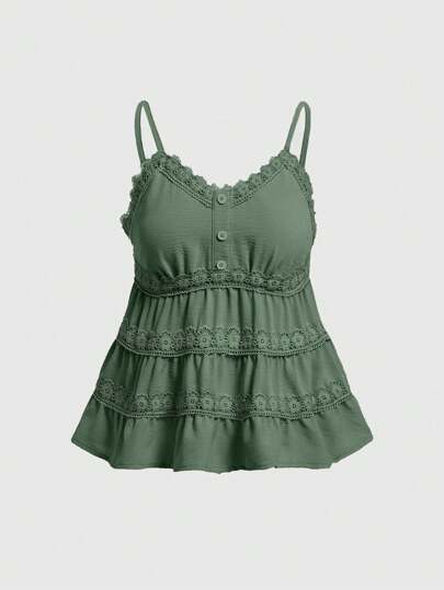 J-Fashion Camisola cute de varios capas con decoración de encaje inspirada en la naturaleza para mujeres