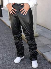 Manfinity Streetrush Pantaloni casual plissettati da uomo per lo streetwear in autunno, pantaloni lunghi dritti con pieghe per uscire, stile hip hop, adatti come regalo per il marito o il fidanzato