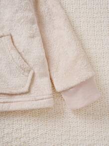 2pcs Young Boys Set, Casual Flannel Hoodie Top & Pants Outfit, Latte Color - Apricot - View 5