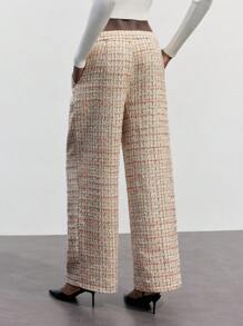 Maija Pantalones de tweed rectos y holgados de mujer, versátiles, para el otoño - Multicolor - Ver 2