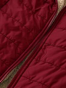 SHEIN LUNE Plus Size Women's Solid Color Casual Hooded Coat, Winter