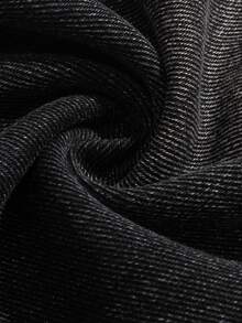 SHEIN 青少年男孩时尚休闲黑色庆祝万圣节蜘蛛网图案黑色宽松直筒牛仔裤适合日常穿着和秋装 - 黑色 - 查看 4