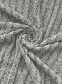 Calvaya 大码纯色带口袋休闲针织长袖开衫 - 灰色 - 查看 4