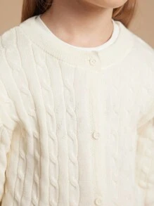 PrepCrw Young Girls Casual Solid Ruffled Trim Cardigan, Autumn/Winter - Beige - View 12